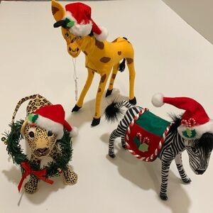 Annalee leopard giraffe and zebra. A zoo collection for Christmas.